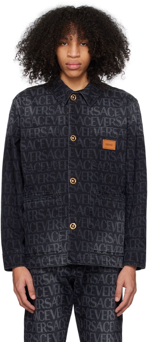 versace v2 jacket|versace black denim jacket.